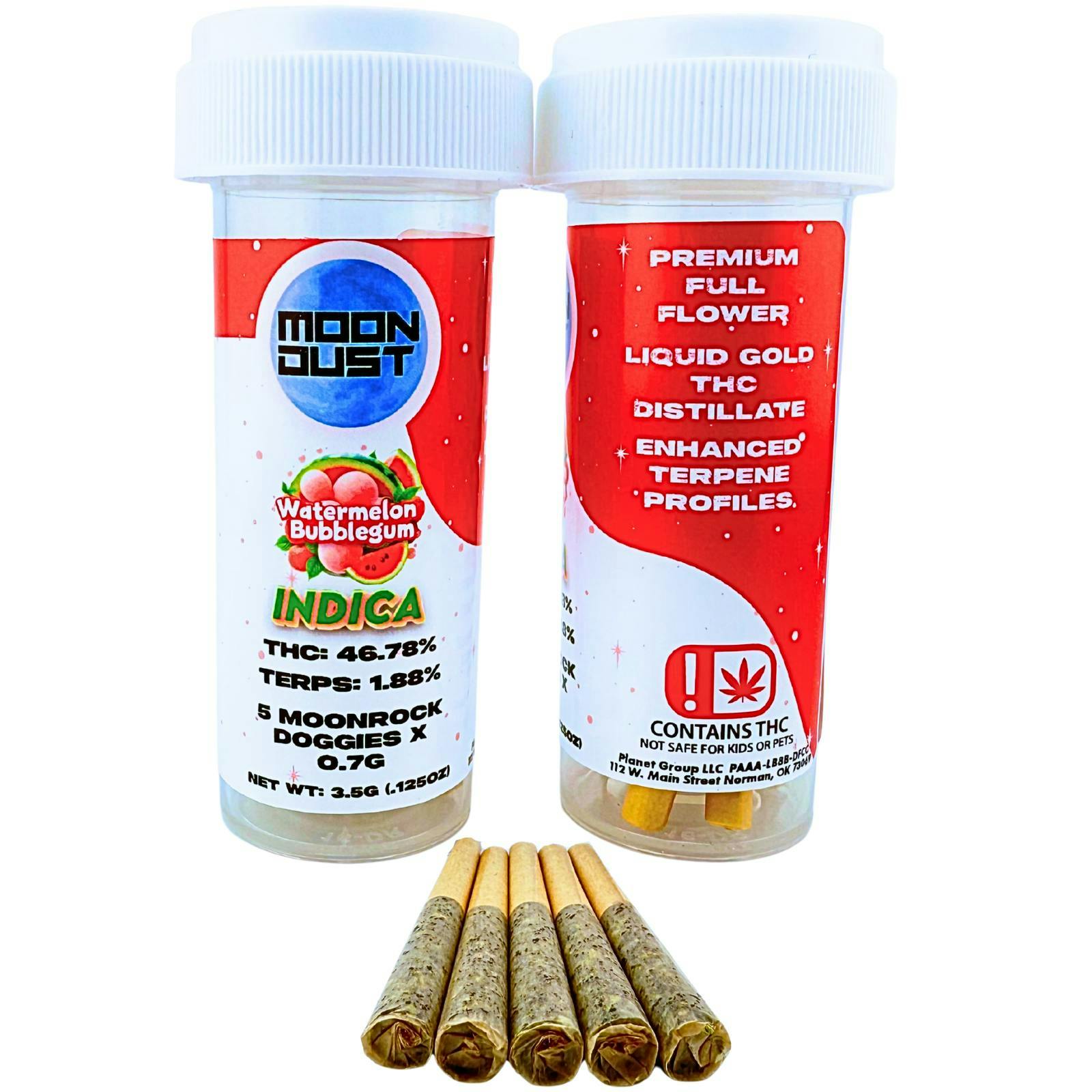 MOON DUST - Moon Rock | Watermelon Bubblegum | Infused Joint | 0.7g each | 5pk - 1