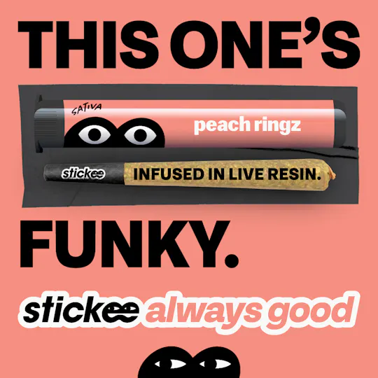 Stickee - STICKEE | Peach Ringz | 1.2g | Live Resin Infused Pre-Roll - 1