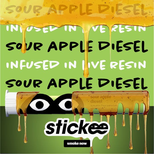 Stickee - STICKEE | Sour Apple Diesel | 1.2g | Live Resin Infused Pre-Roll - 1