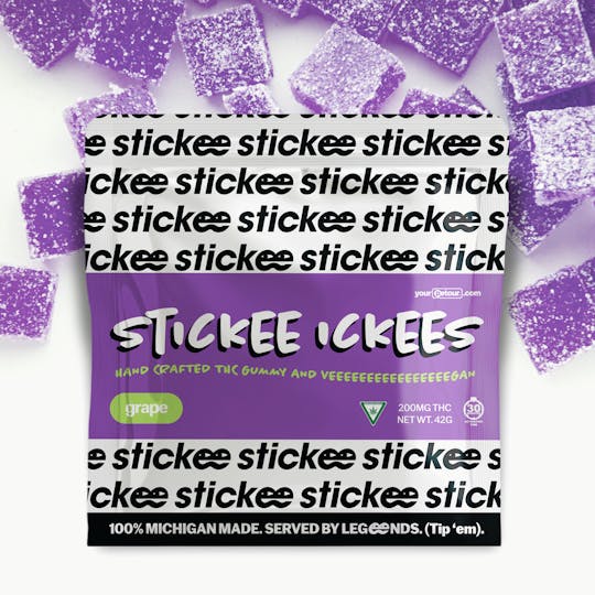 Stickee - STICKEE ICKEES | Grape | Hand Crafted Vegan Gummies | 5 x 40mg - 1