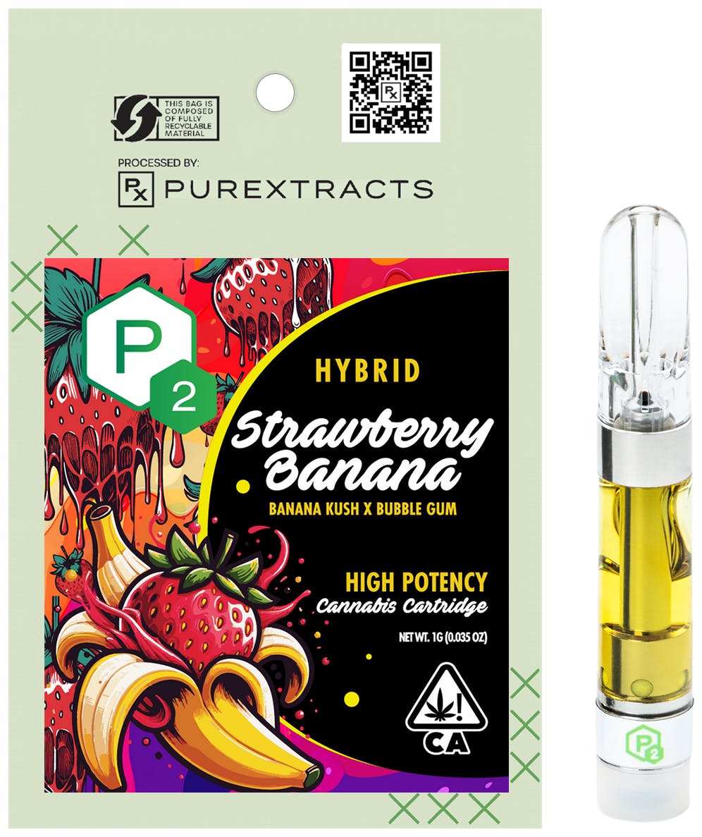 PUREXTRACTS - Strawberry Banana (Hybrid) - P2 High Potency Cartridge - 1g - 1