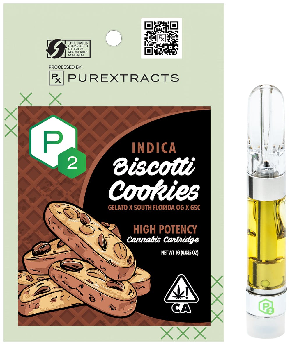 PUREXTRACTS - Biscotti Cookies (Indica) - P2 High Potency Cartridge - 1g - 1