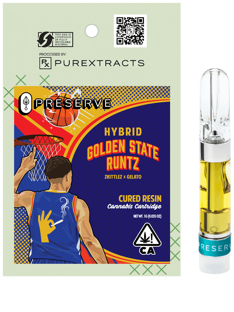 PUREXTRACTS - Golden State Runtz (Hybrid) - PRESERVE Cured Resin Cartridge - 1g - 1