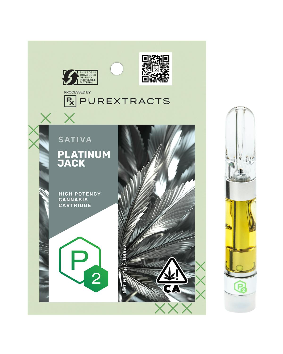 PUREXTRACTS - Platinum Jack (Sativa) - P2 High Potency Cartridge - 1g - 1