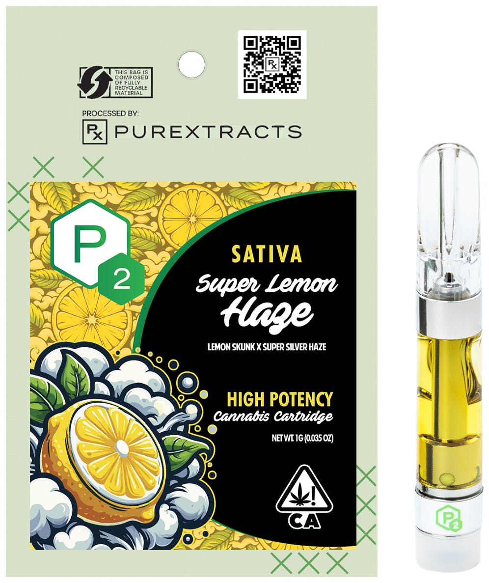 PUREXTRACTS - Super Lemon Haze (Sativa) - P2 High Potency Cartridge - 1g - 1