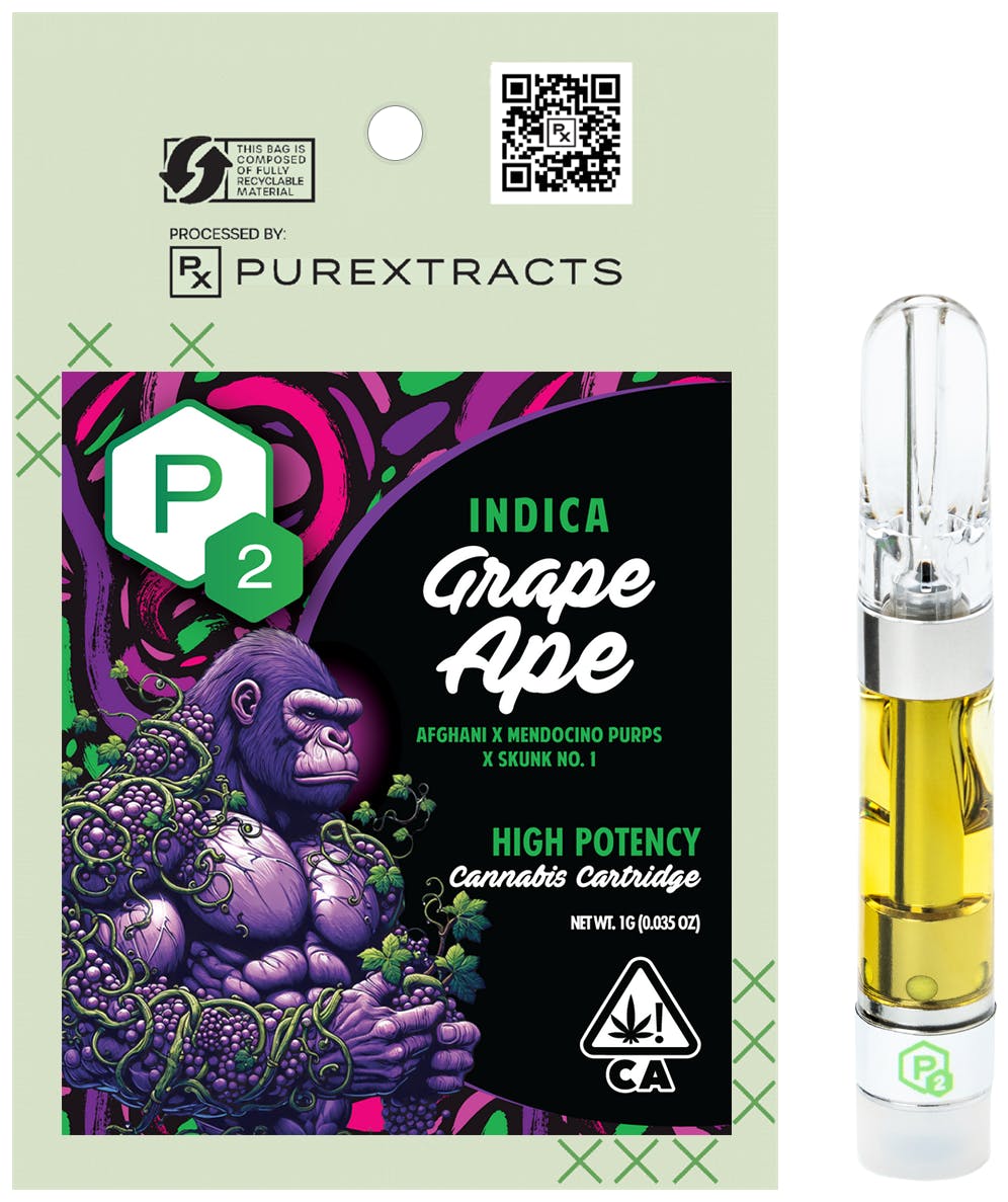 PUREXTRACTS - Grape Ape (Indica) - P2 High Potency Cartridge - 1g - 1
