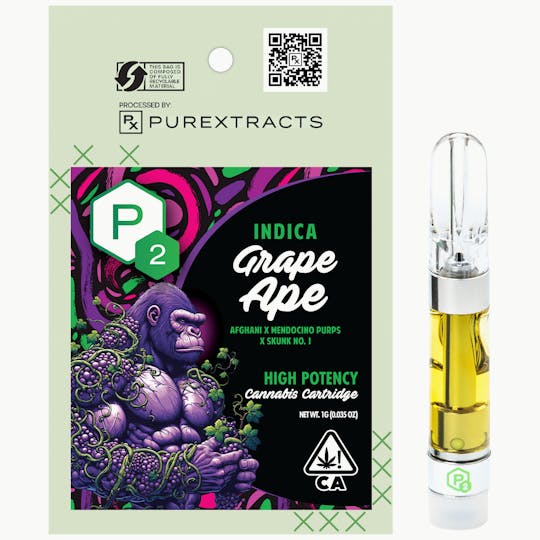 PUREXTRACTS - Grape Ape (Indica) - P2 High Potency Cartridge - 1g - 1