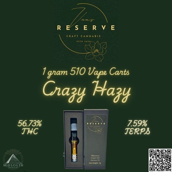 Vans Reserve Craft Cannabis Co - 1g 510 Cart - Crazy Hazy - 1