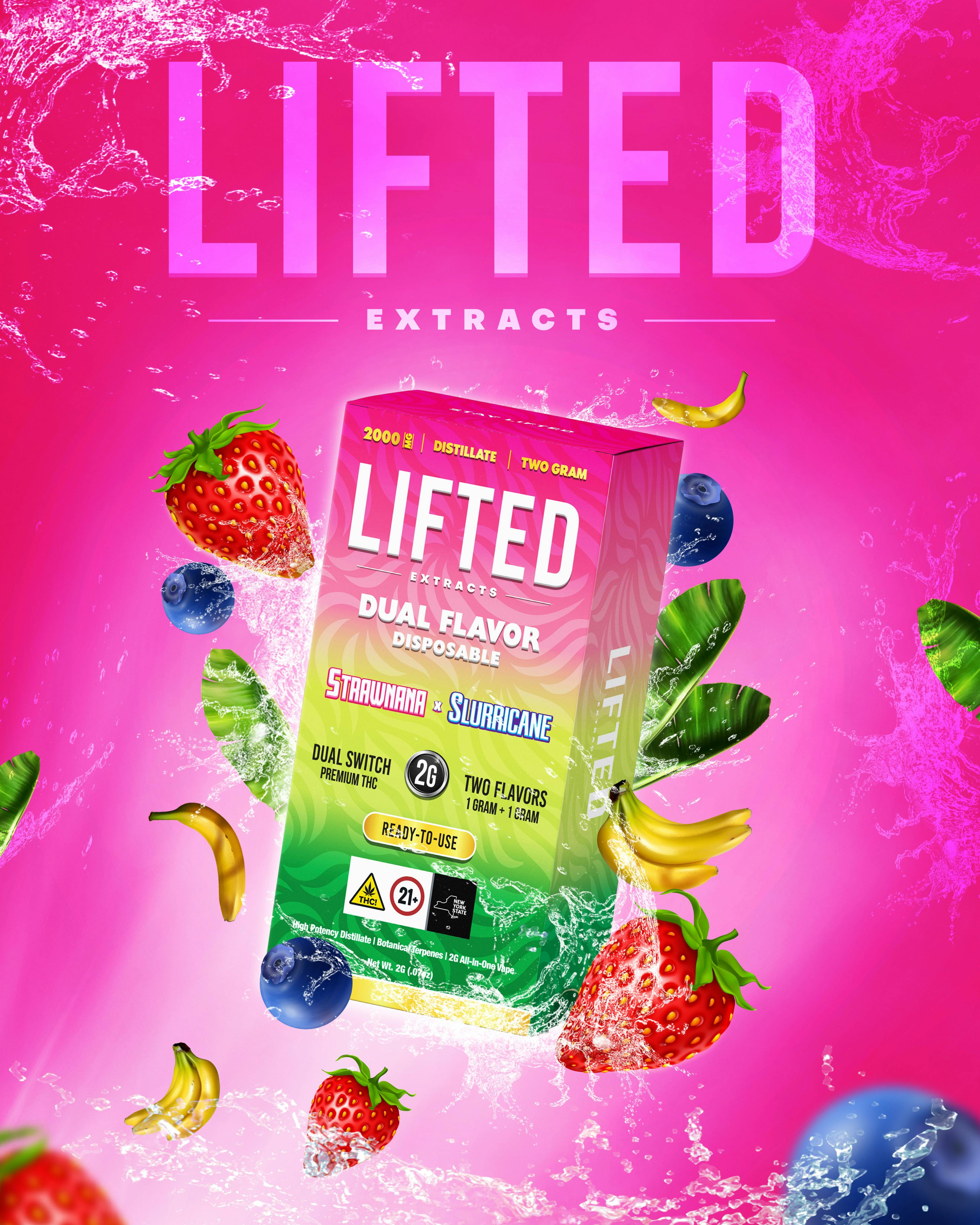 Lifted Extracts - 2 Gram Strawnana x Slurricane Disposable | NY - 1