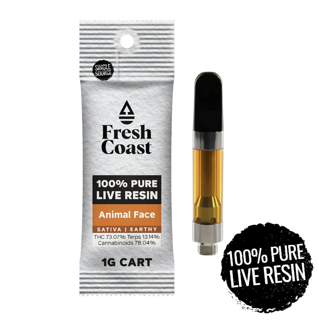 Fresh Coast - Animal Face | 100% Pure Live Resin 1G Cart | Sativa - 1