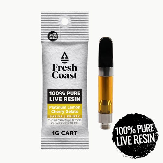 Fresh Coast - Platinum Lemon Cherry Gelato | 100% Pure Live Resin 1G Cart | Sativa - 1