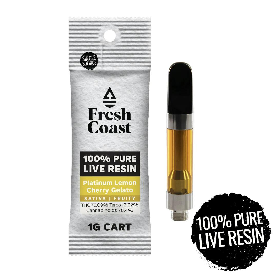 Fresh Coast - Platinum Lemon Cherry Gelato | 100% Pure Live Resin 1G Cart | Sativa - 1