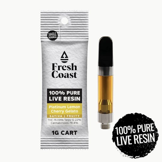 Fresh Coast - Platinum Lemon Cherry Gelato | 100% Pure Live Resin 1G Cart | Sativa - 1