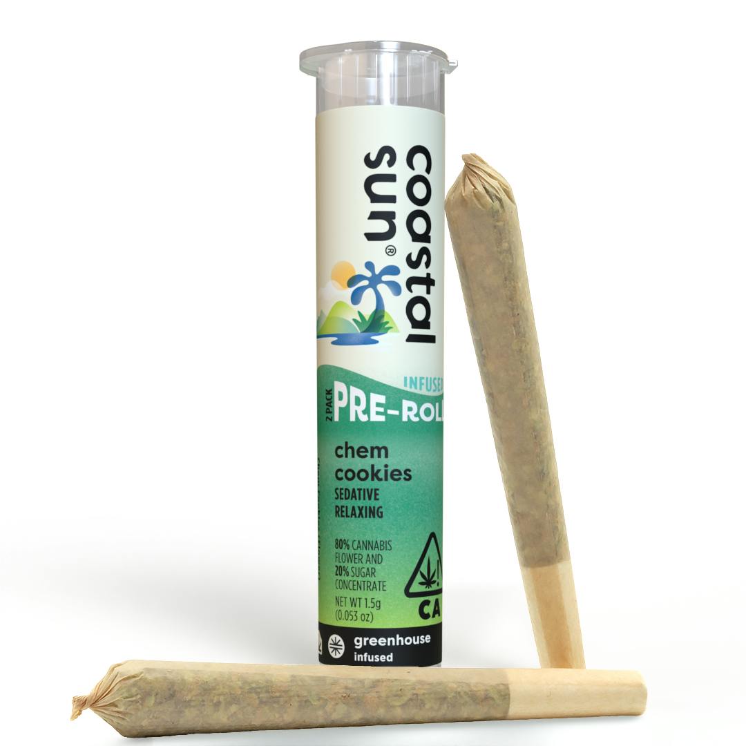 Coastal Sun - Chem Cookies Infused Greenhouse 0.75g Pre-Roll 2pk 1.5g - 1