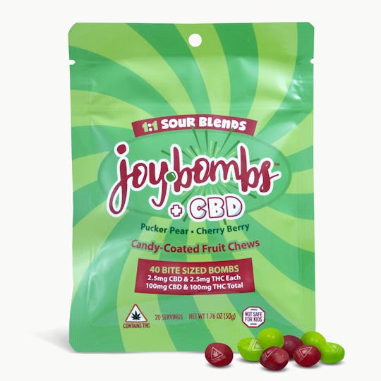 Joyibles - Joy Bombs + CBD 1:1 Sour Blends - 100mg THC (40pk / 2.5mg THC & CBD ea) - 1