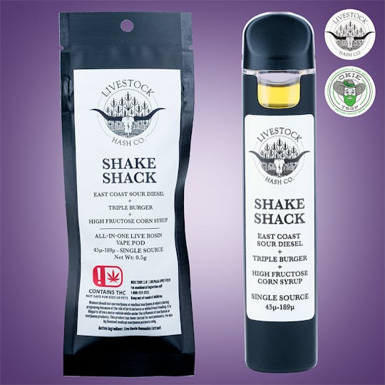 Okie TSGP - Livestock Hash Co. - Shake Shack - 45µ-189µ Live Rosin Vape Pod - 0.5g - 1
