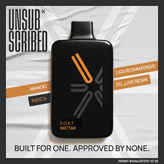 Unsub*scribed - UNSUBSCRIBED | G.O.A.T Nectar | 2G Liquid Diamond & Live Resin | Disposable - 1
