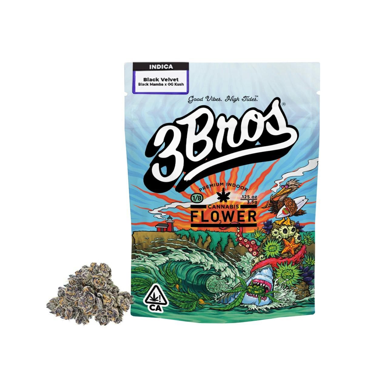 3 Bros Grow - 3 Bros | Indoor Flower | 3.5g | Black Velvet | Indica - 1