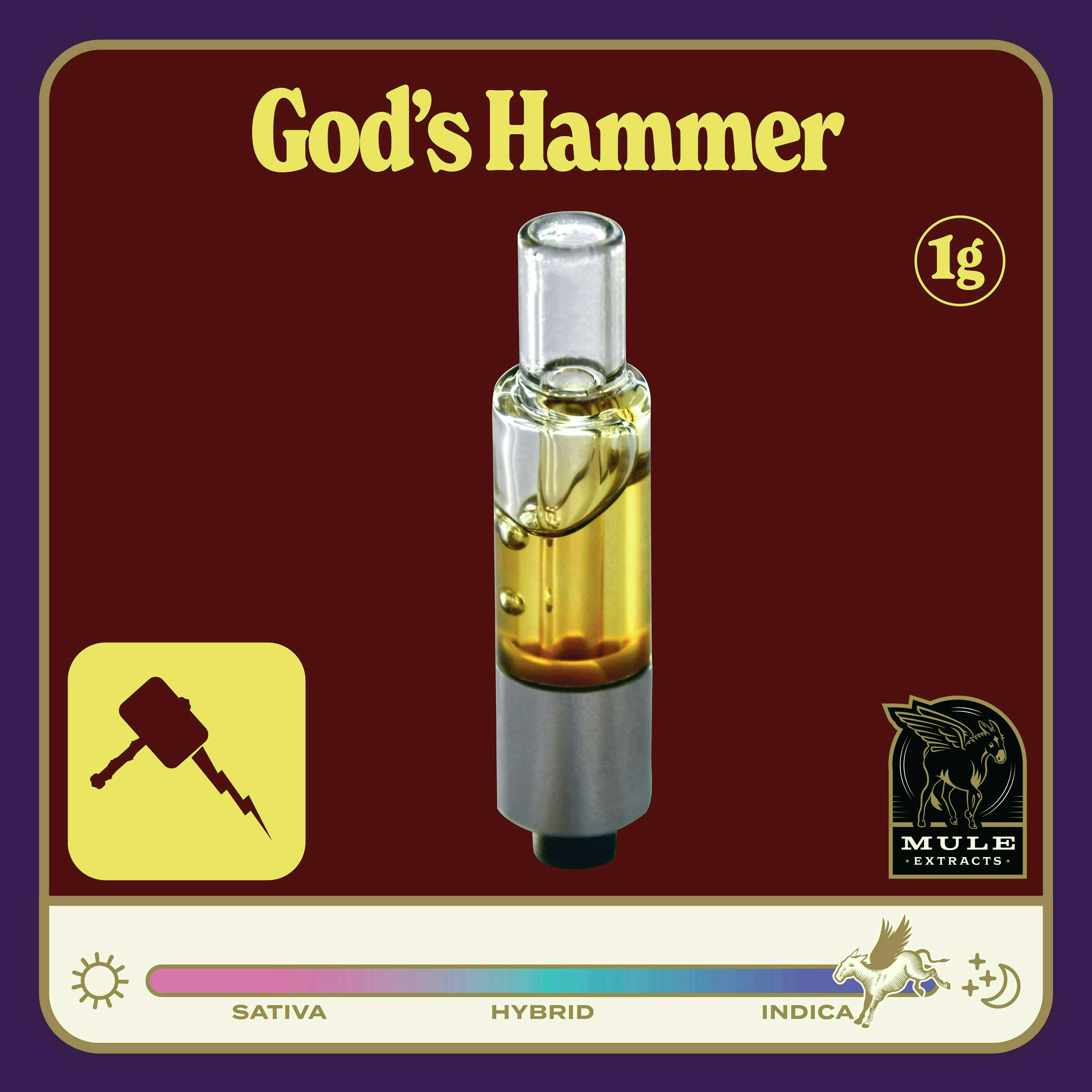 Mule Extracts - Gods Hammer | Live Resin Glass Cartridge | 1g - 1