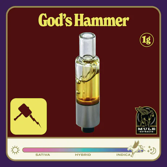 Mule Extracts - Gods Hammer | Live Resin Glass Cartridge | 1g - 1