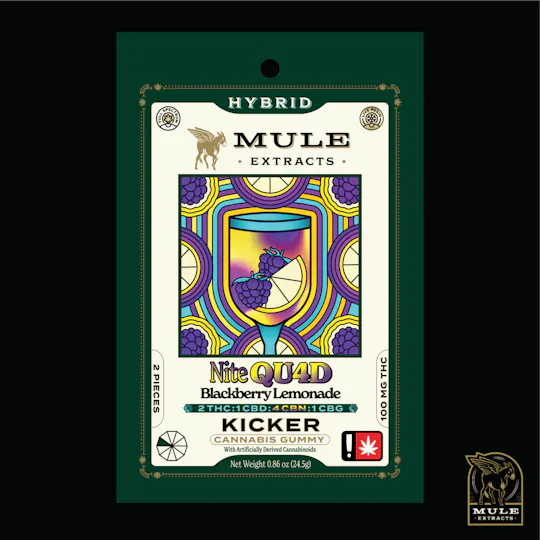 Mule Extracts - Blackberry Lemonade 2:1:4:1 Kicker Gummies | 100mg | 2ct | 50mg THC/ea - 1