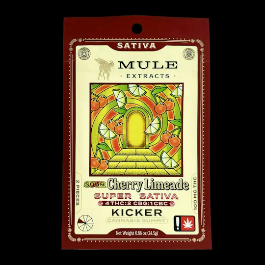 Mule Extracts - Sour Cherry Limeade 4:2:1 Kicker Gummies | 100mg | 2ct | 50mg THC/ea - 1