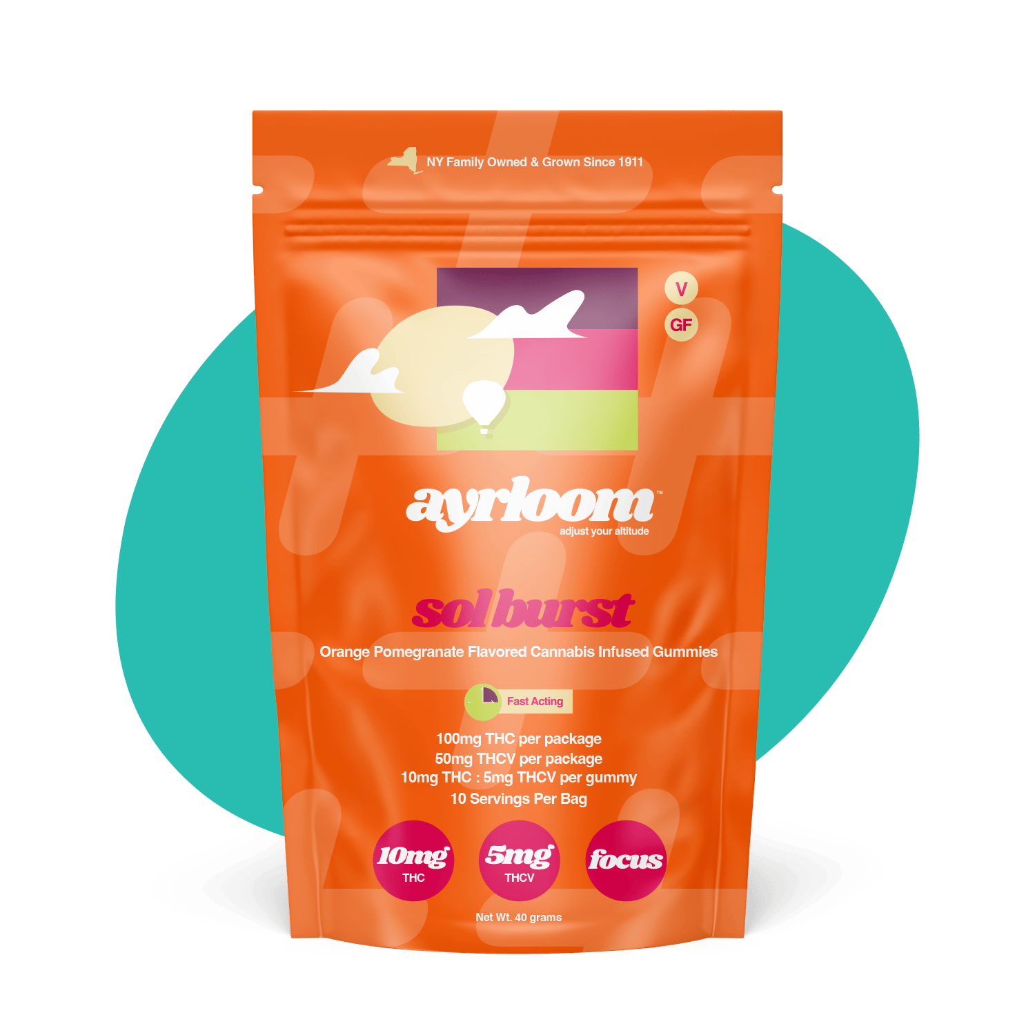 ayrloom - ayrloom | Orange Pomegranate "Sol Burst" | 2:1 | 10MG THC : 5MG THCV | 10pk - 1