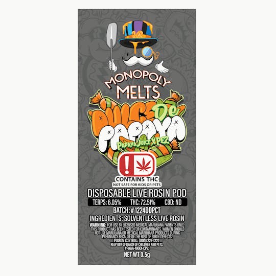 High Rise - Dulce De Papaya 0.5g Disposable Rosin Pod | High Rise x Monopoly Melts - 1
