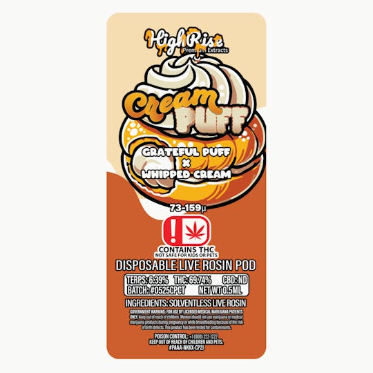 High Rise - Cream Puff 0.5g Disposable Rosin Pod | High Rise Extracts - 1