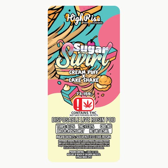 High Rise - Sugar Swirl 0.5g Disposable Rosin Pod | High Rise Extracts - 1