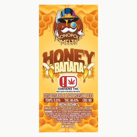 High Rise - Honey Banana 0.5g Disposable Rosin Pod | High Rise x Monopoly Melts - 1