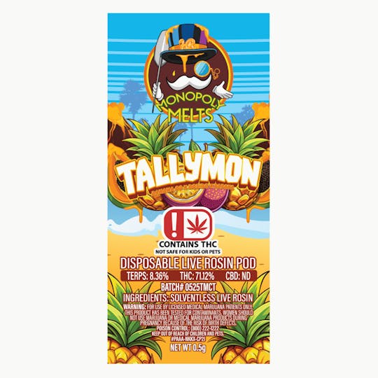 High Rise - Tally Mon 0.5g Disposable Rosin Pod | High Rise x Monopoly Melts - 1