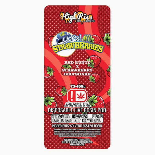 High Rise - Oops! All Strawberries 0.5g Disposable Rosin Pod | High Rise Extracts - 1