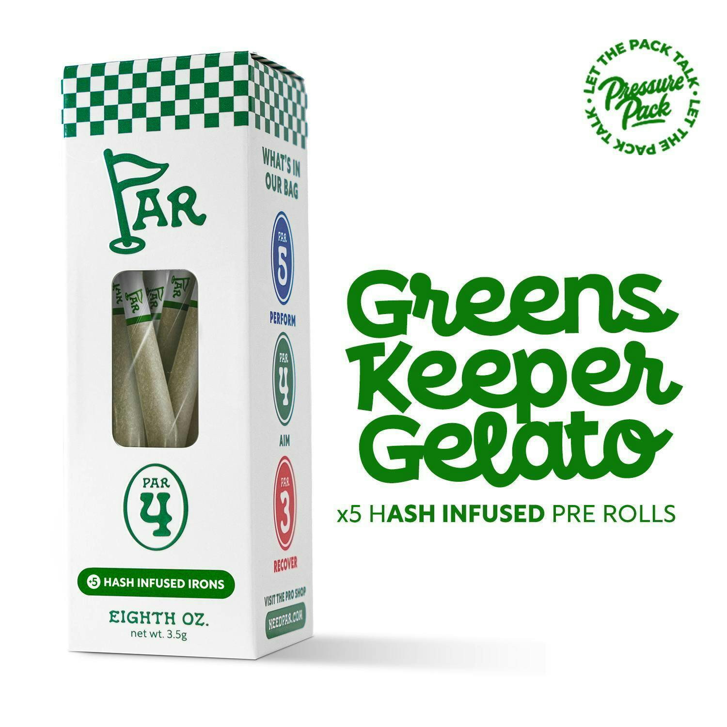 PAR - PAR X Pressure Pack | Greens Keeper Gelato | Infused Joints | 0.7g | 5pk - 1