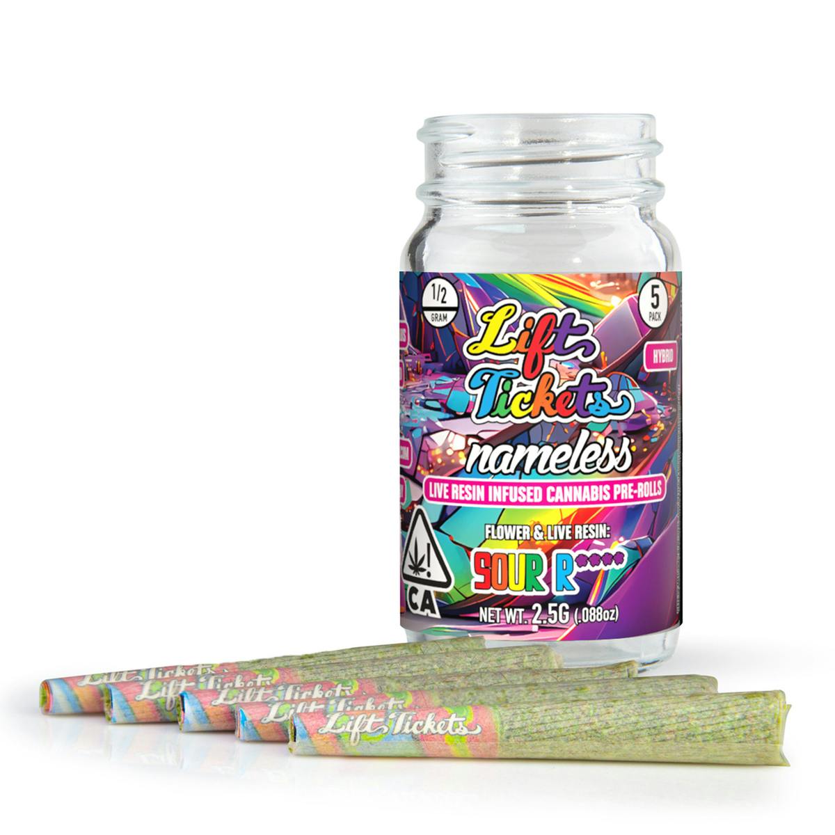 Lift Tickets - Nameless: Sour R**** - Infused Pre-Roll 5-Pack - 1