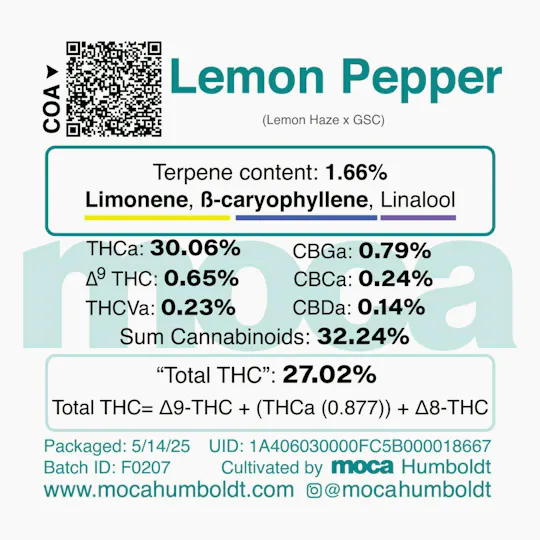 MOCA Humboldt - MOCA Flowers - 1/8th Jar - Lemon Pepper - 1