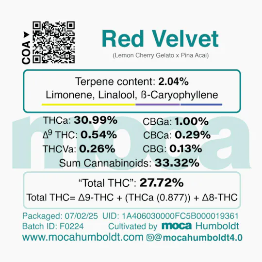 MOCA Humboldt - MOCA Flowers - Smalls 1/4 Bag - Red Velvet - 1