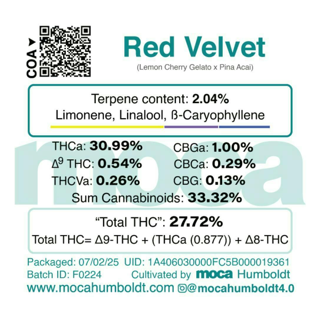 MOCA Humboldt - MOCA Flowers - 1/8th Mylar Bag - Red Velvet - 1