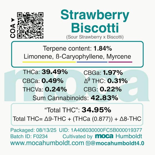 MOCA Humboldt - MOCA Flowers - 1/8th Jar - Strawberry Biscotti - 1
