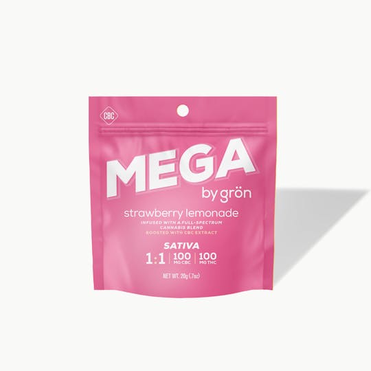 Grön Edibles - 1:1 Strawberry Lemonade Mega - CBC/THC - Sativa - NJ - 1