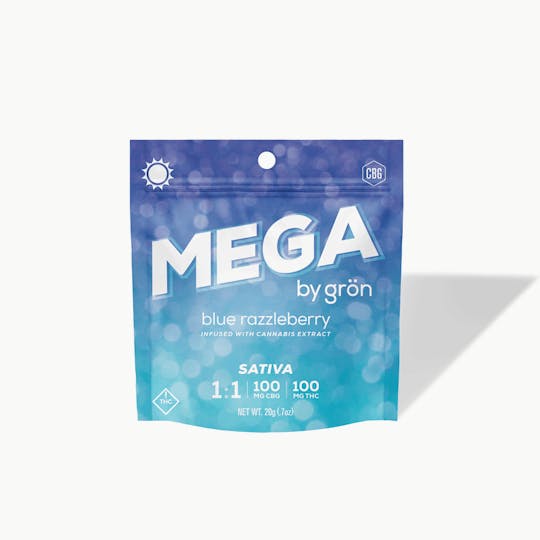Grön Edibles - 1:1 Blue Razzleberry Mega Pearl - Daytime Sativa - CBG/THC - OH - 1