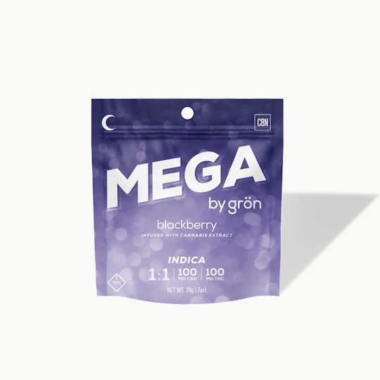 Grön Edibles - Grön 1:1 Blackberry Mega Pearl - Sleepy Indica - CBN/THC - OH - 1