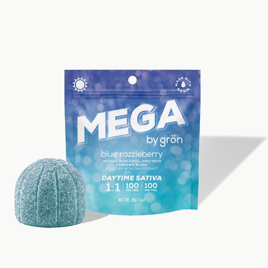 Grön Edibles - 1:1 Blue Razzleberry Mega Pearl - Daytime Sativa - CBG/THC - IL - 1