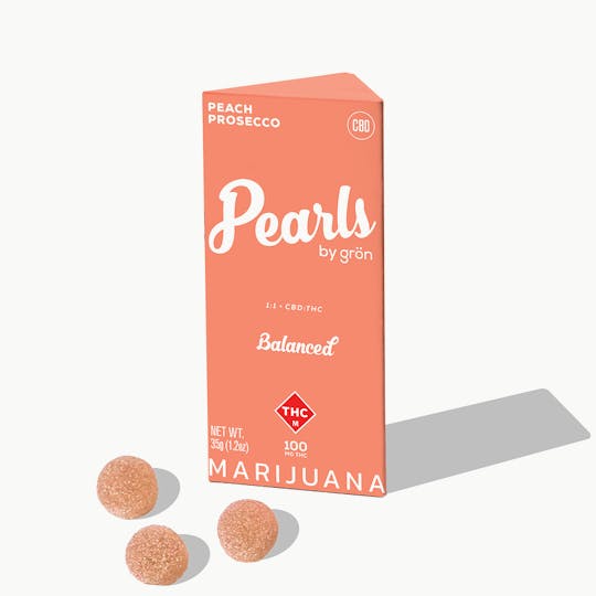 Grön Edibles - 1:1 Peach Prosecco Pearls (Balanced) - CBD/THC - Hybrid - MO - 1