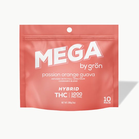 Grön Edibles - THC Passion Orange Guava Mega 10-Pack- Hybrid (1000mg) - MO - 1