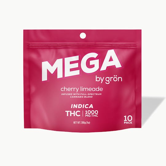 Grön Edibles - THC Cherry Limeade Mega 10-Pack - Indica (1000mg) - MO - 1