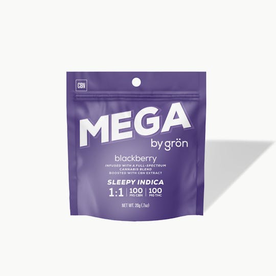 Grön Edibles - 1:1 Blackberry Mega - CBN/THC - Sleepy Indica - NJ - 1