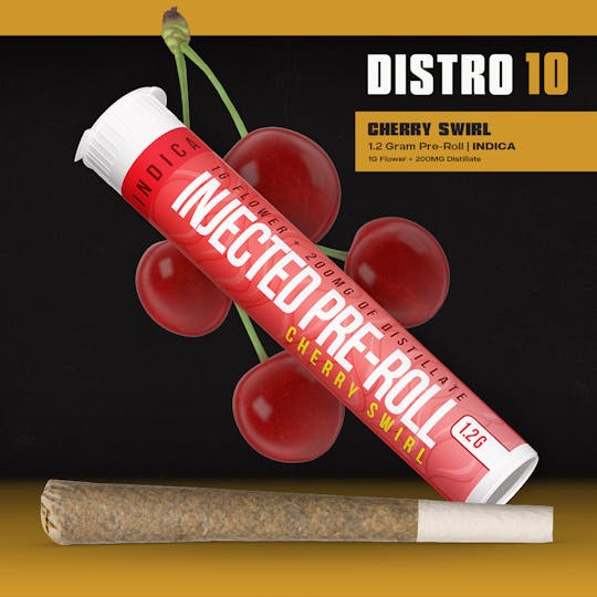 Distro 10 - Distro10 - Cherry Swirl - Injected Pre-Roll 1.2g - 1
