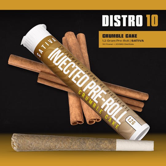 Distro 10 - Distro10 - Crumble Cake - Injected Pre-Roll 1.2g - 1