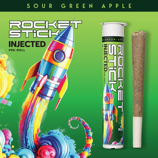 Rocket - Rocket Sticks - Sour Green Apple - 1.2g Injected Pre-Rolls - 1